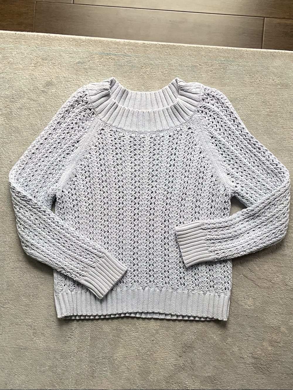 J. Crew Pale Blue Open‑Knit Crewneck Sweater